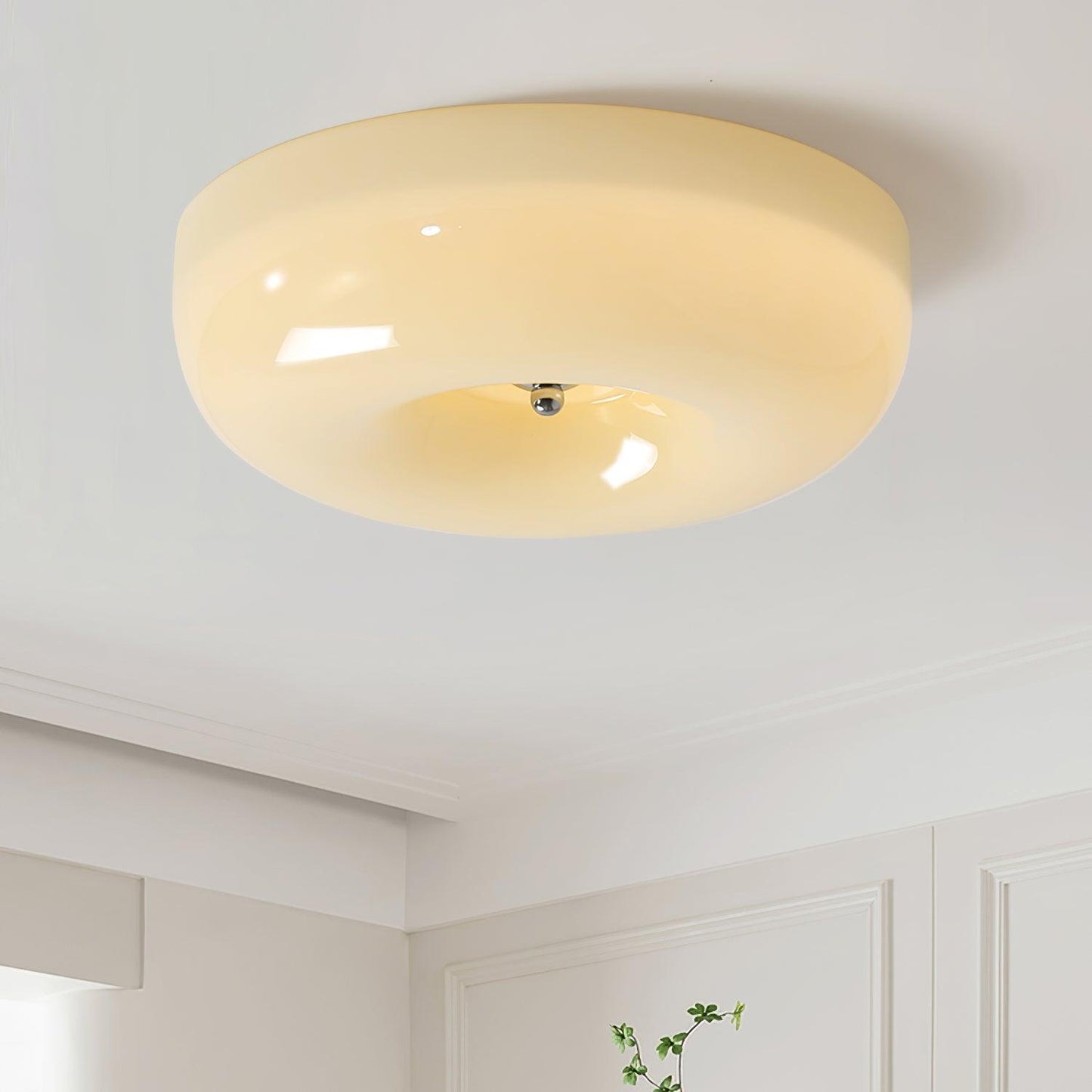 Soft White Glass Semi Flush Ceiling Light Fixture