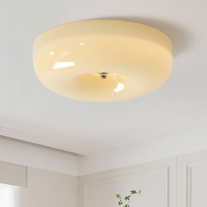 Soft White Glass Semi Flush Ceiling Light Fixture