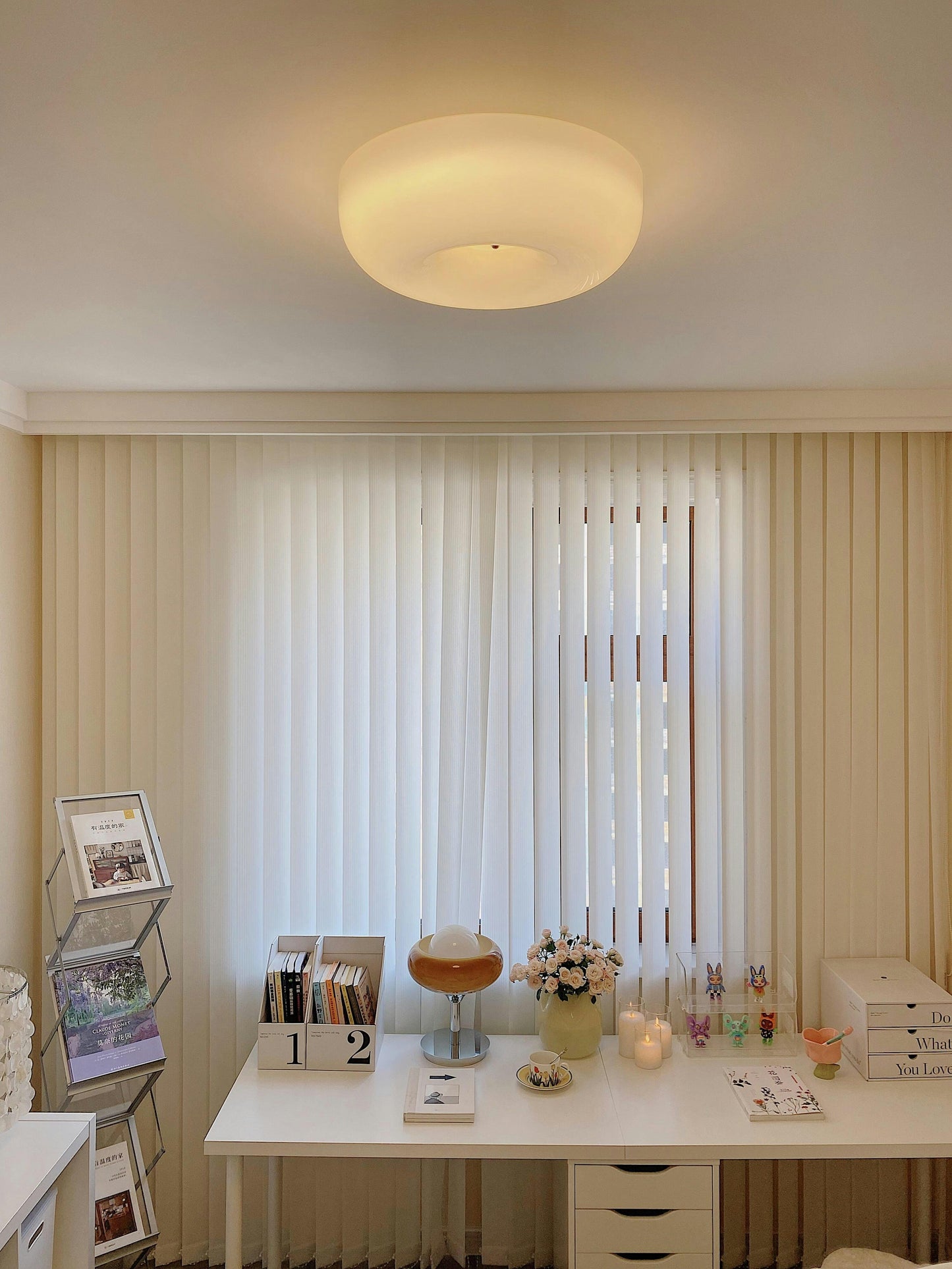 Soft White Glass Semi Flush Ceiling Light Fixture