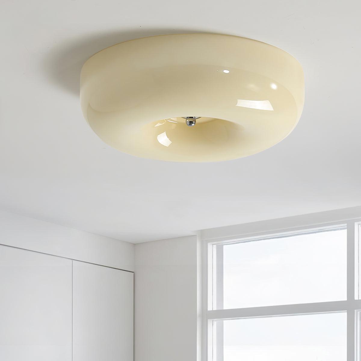 Soft White Glass Semi Flush Ceiling Light Fixture