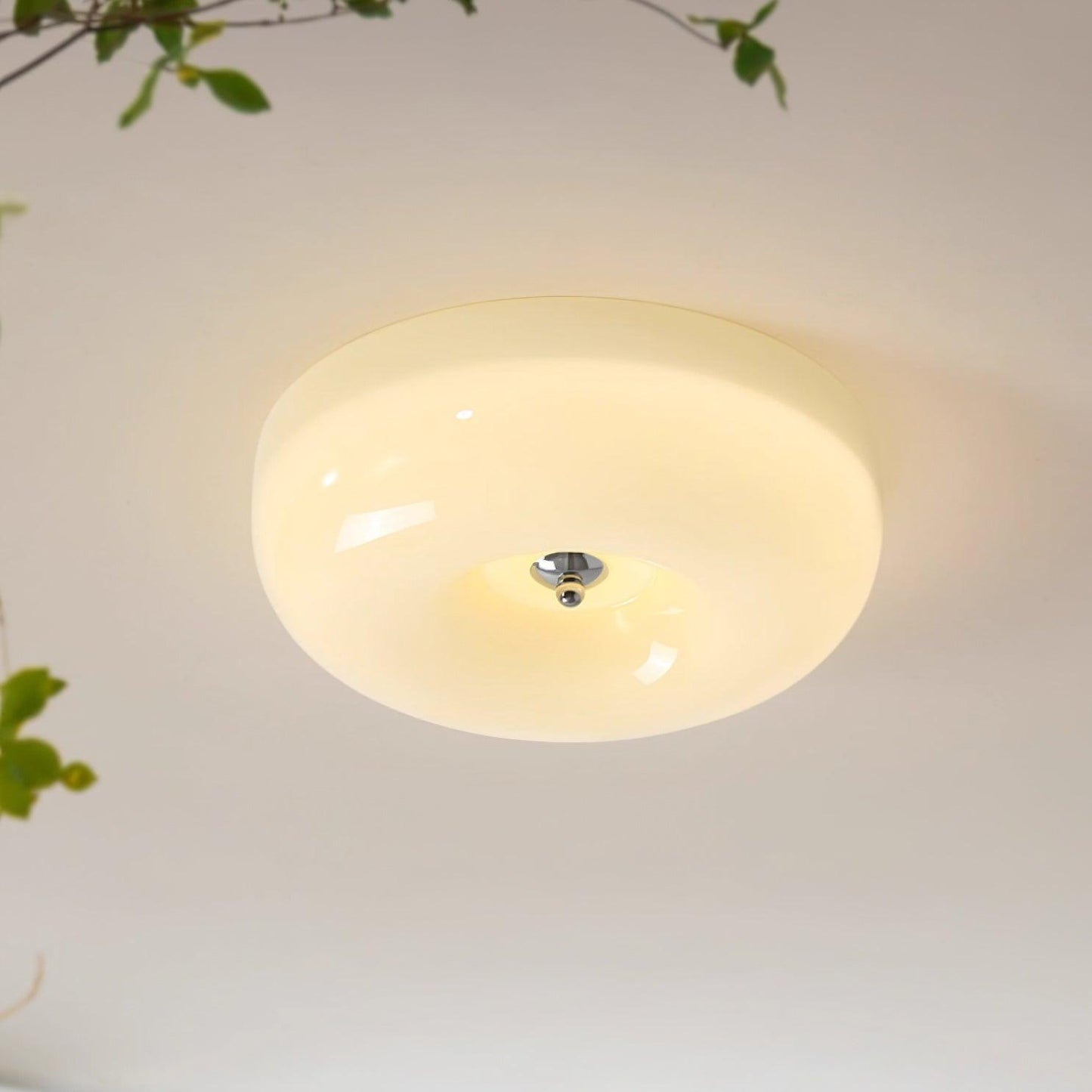 Soft White Glass Semi Flush Ceiling Light Fixture