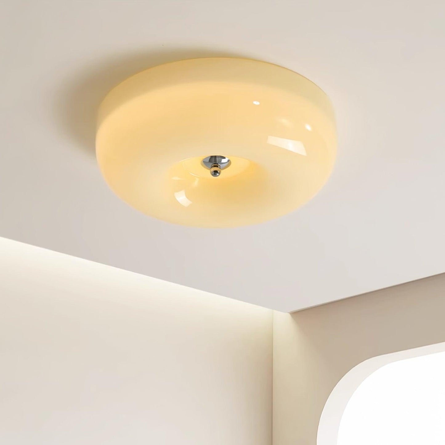 Soft White Glass Semi Flush Ceiling Light Fixture