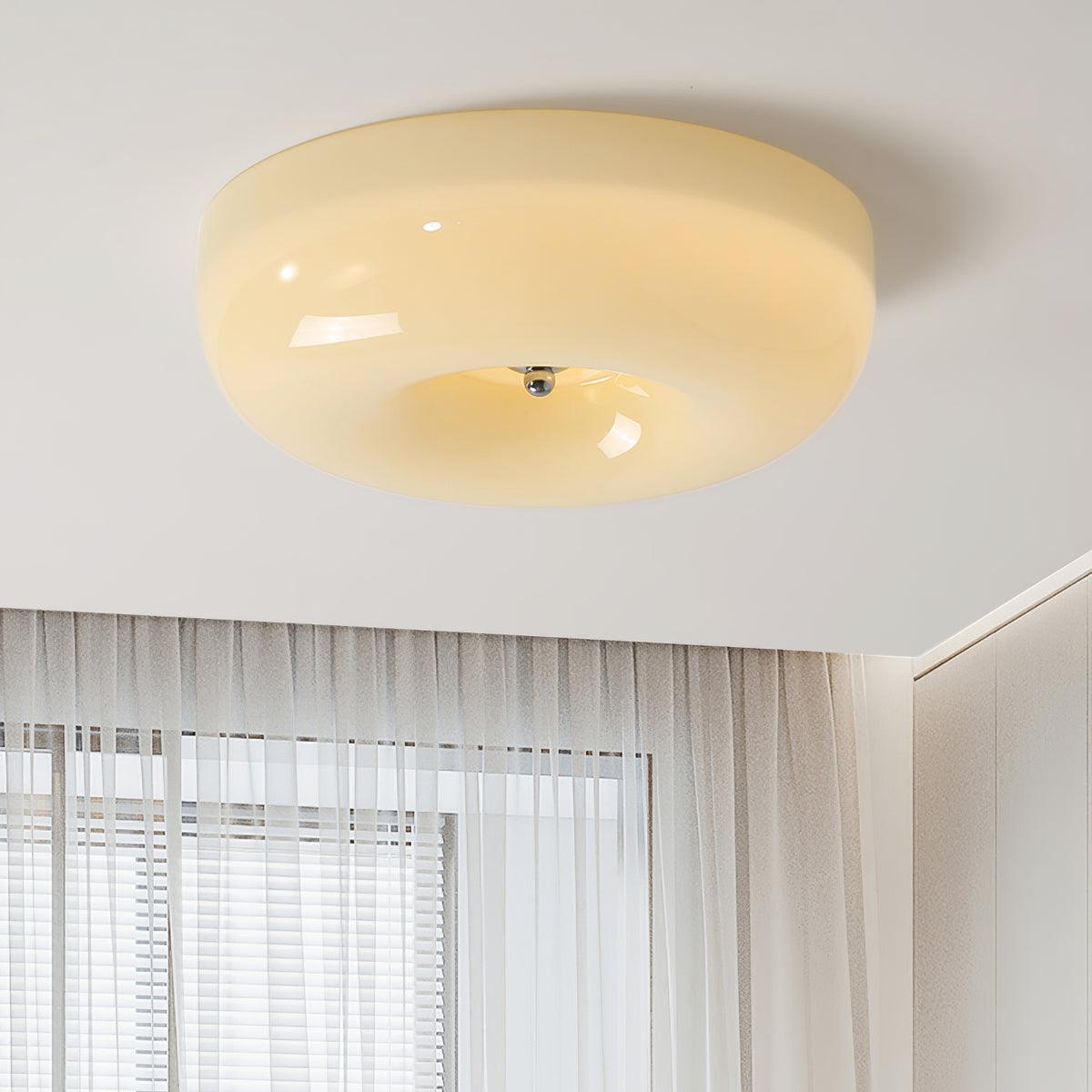 Soft White Glass Semi Flush Ceiling Light Fixture