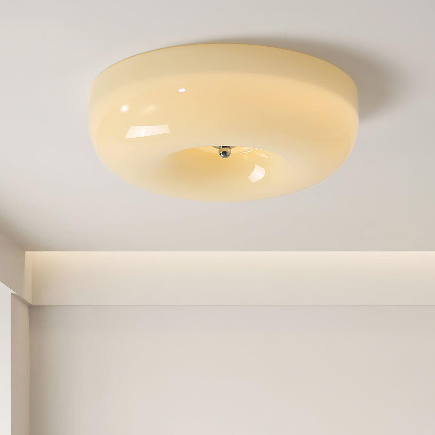 Soft White Glass Semi Flush Ceiling Light Fixture