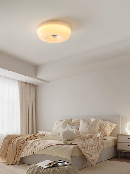 Soft White Glass Semi Flush Ceiling Light Fixture