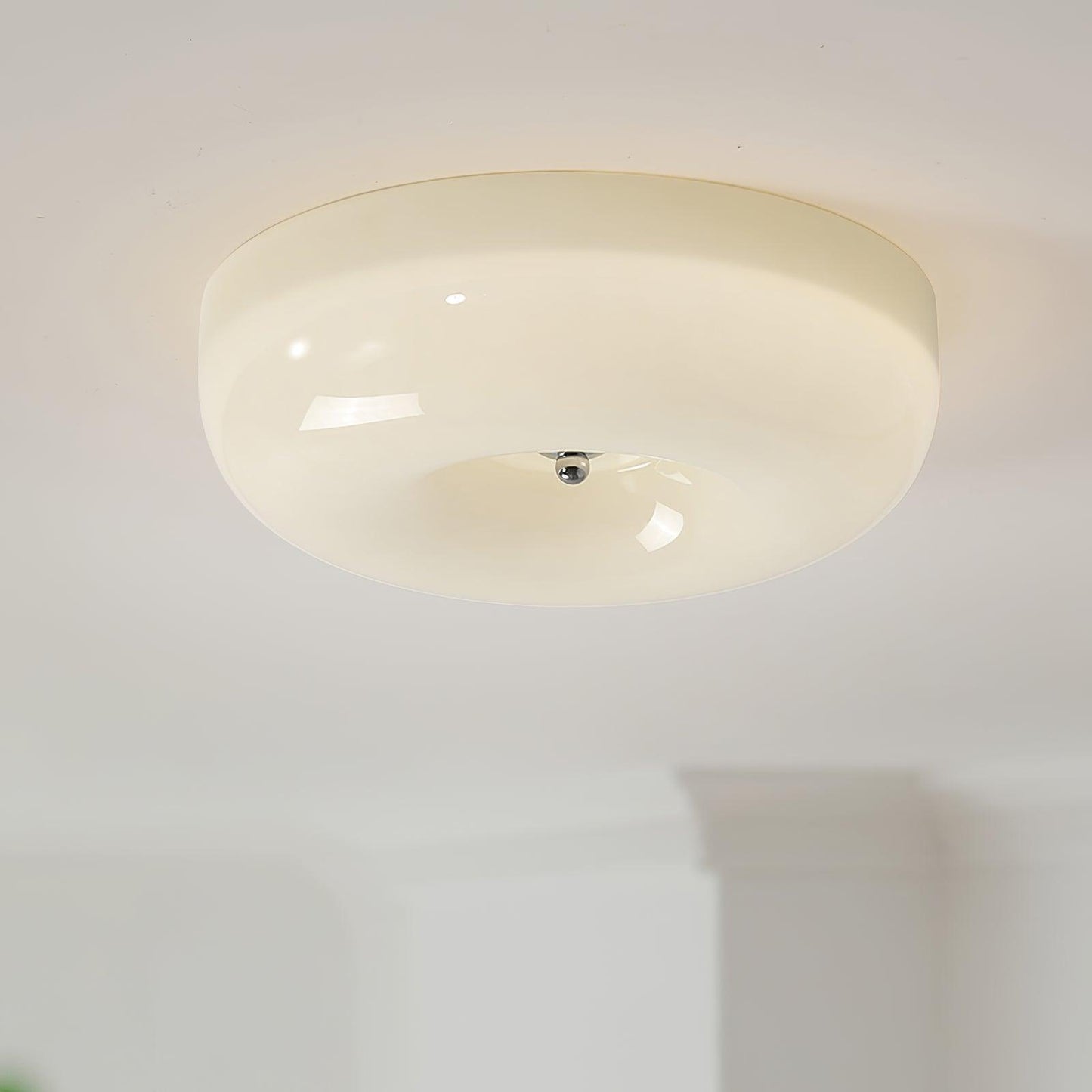 Soft White Glass Semi Flush Ceiling Light Fixture