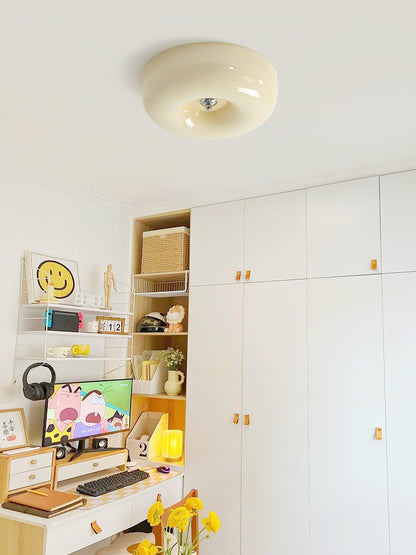 Soft White Glass Semi Flush Ceiling Light Fixture