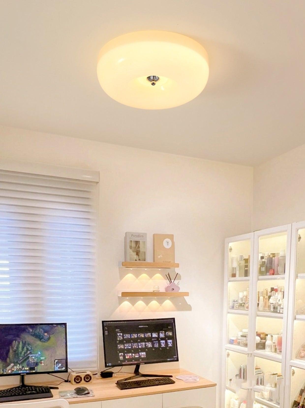 Soft White Glass Semi Flush Ceiling Light Fixture