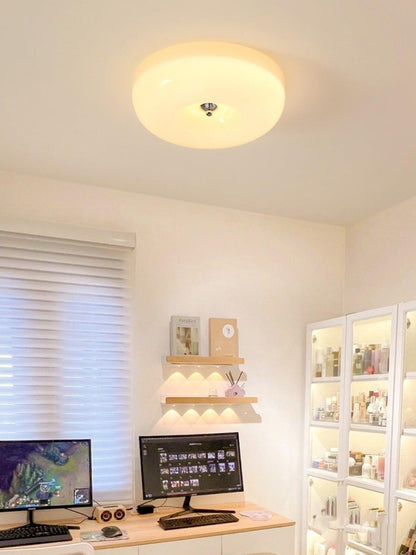 Soft White Glass Semi Flush Ceiling Light Fixture