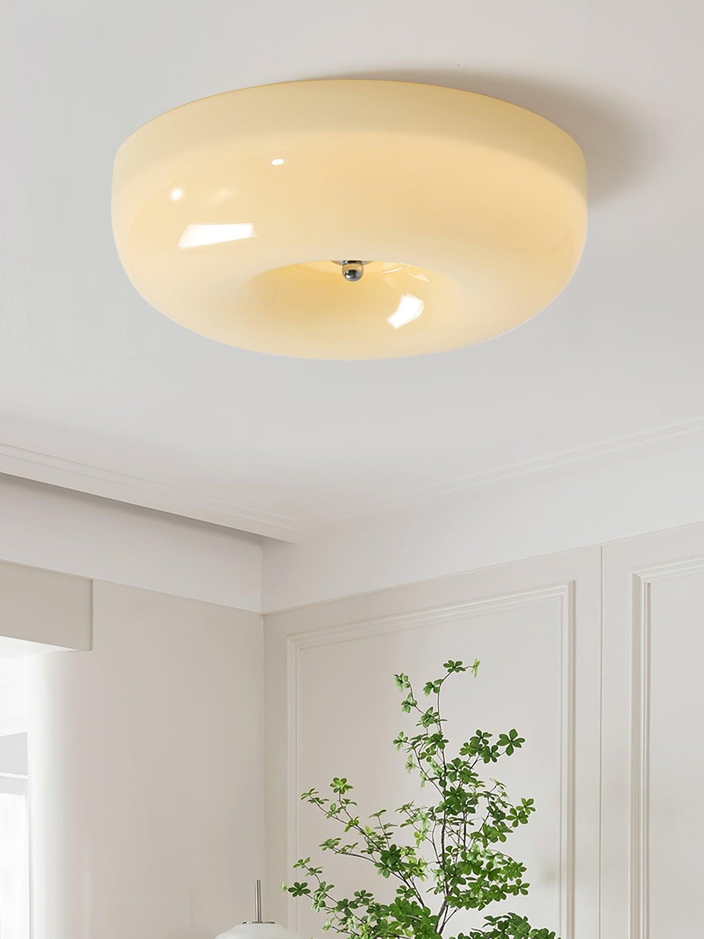 Soft White Glass Semi Flush Ceiling Light Fixture