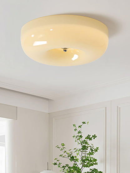 Soft White Glass Semi Flush Ceiling Light Fixture
