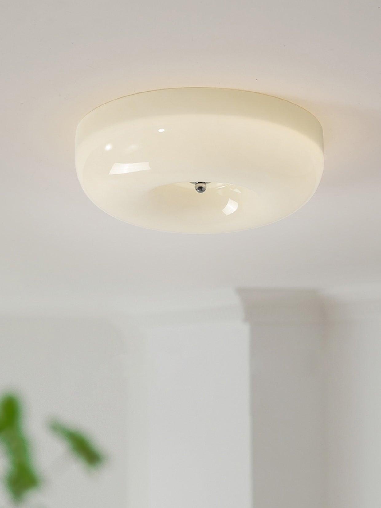 Soft White Glass Semi Flush Ceiling Light Fixture
