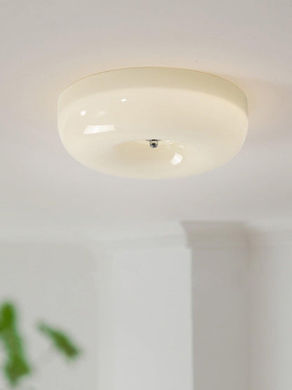 Soft White Glass Semi Flush Ceiling Light Fixture