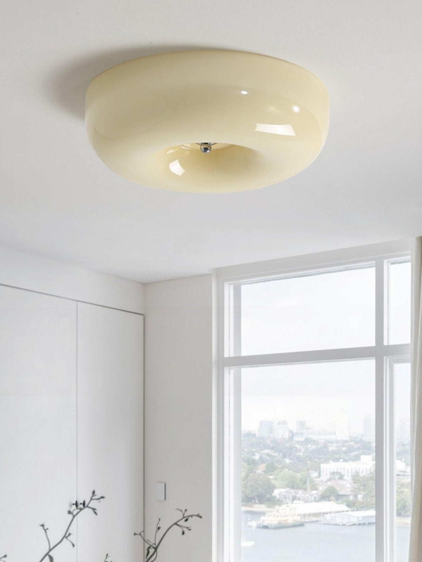 Soft White Glass Semi Flush Ceiling Light Fixture