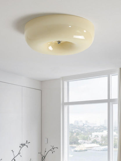 Soft White Glass Semi Flush Ceiling Light Fixture