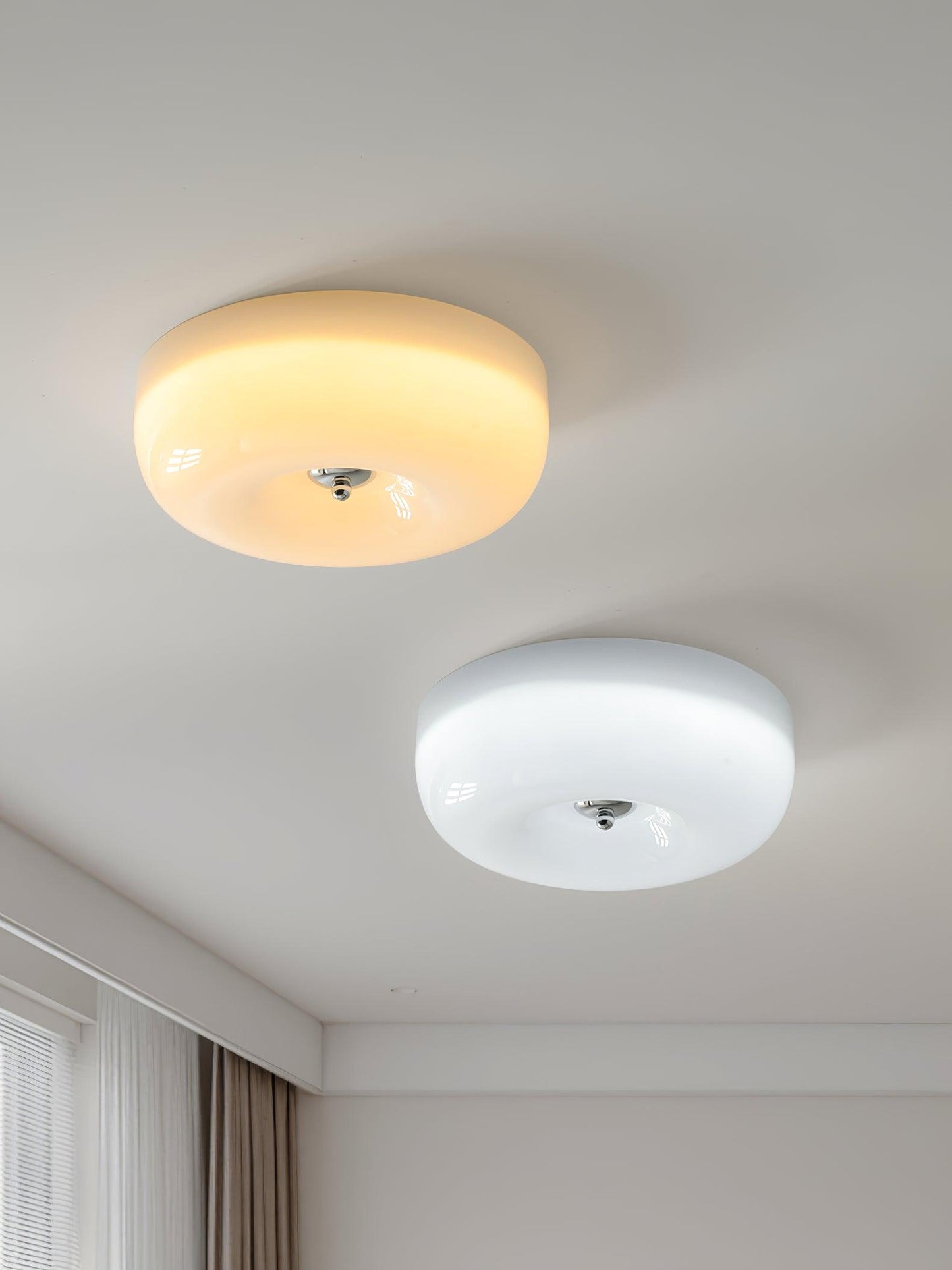 Soft White Glass Semi Flush Ceiling Light Fixture