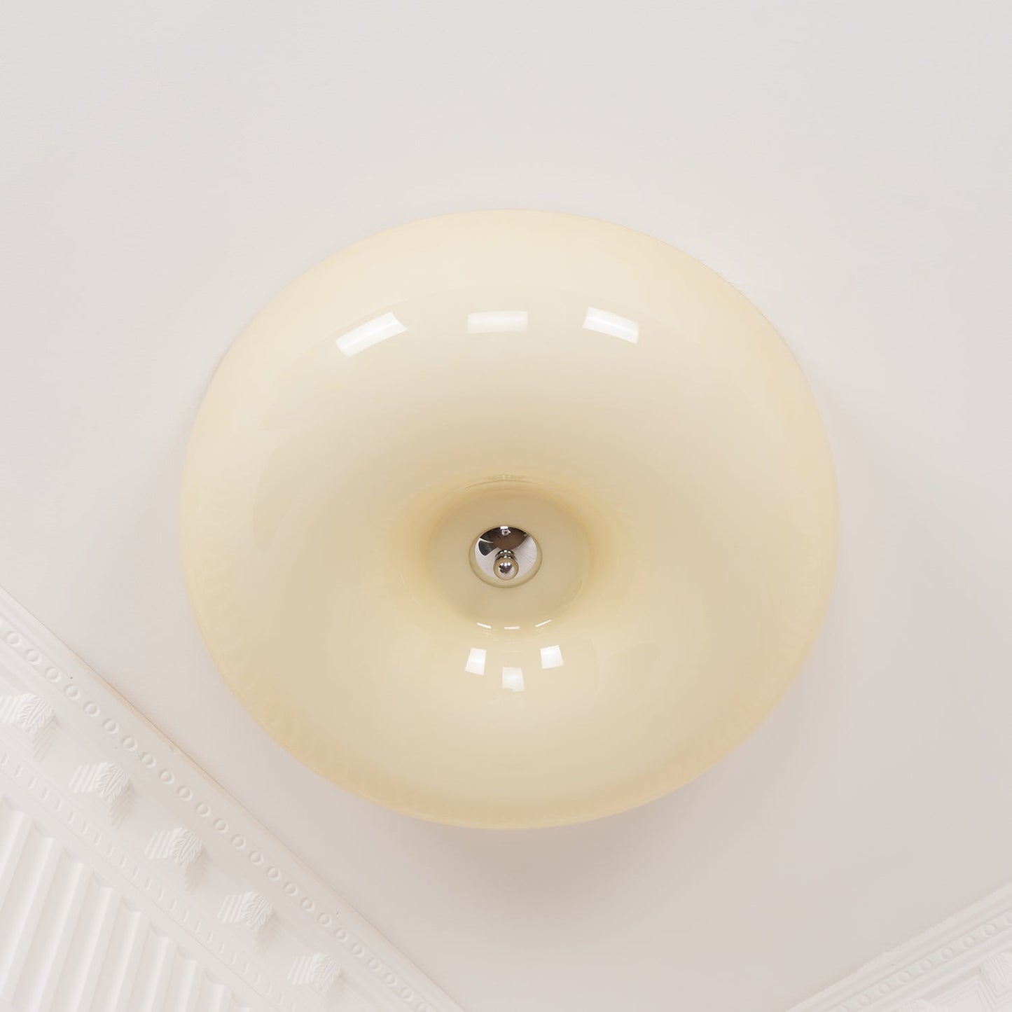 Soft White Glass Semi Flush Ceiling Light Fixture