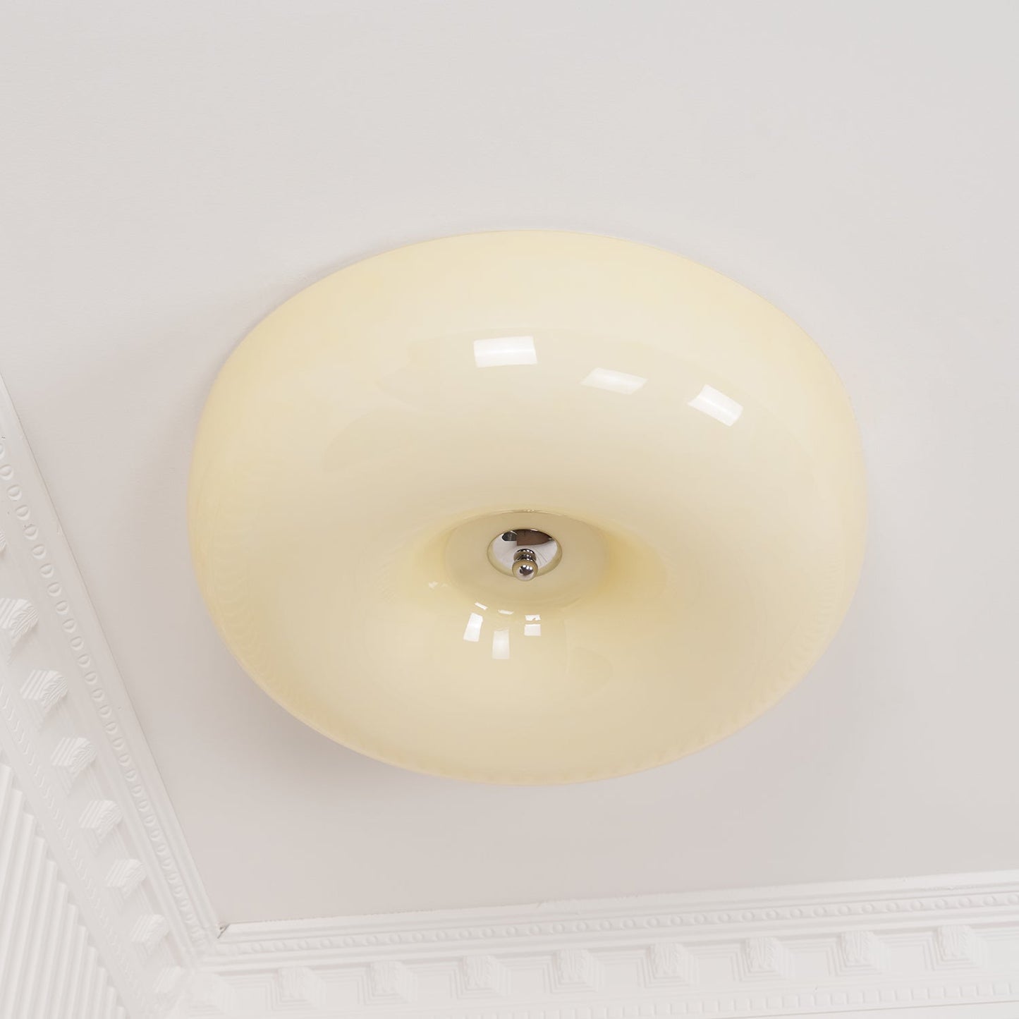 Soft White Glass Semi Flush Ceiling Light Fixture