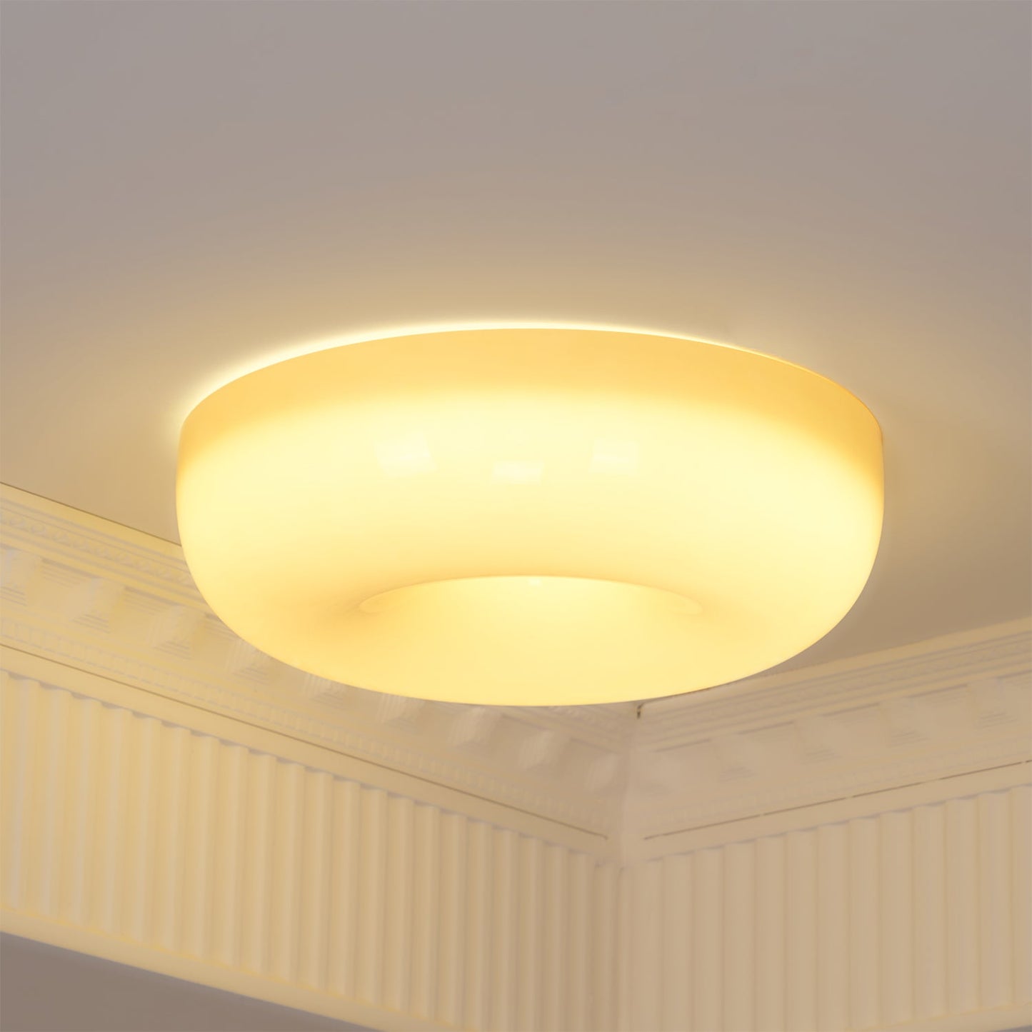 Soft White Glass Semi Flush Ceiling Light Fixture