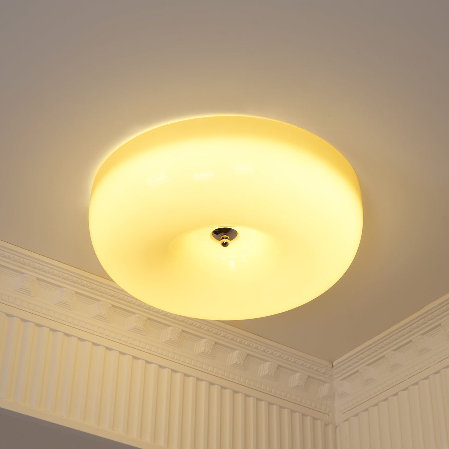 Soft White Glass Semi Flush Ceiling Light Fixture