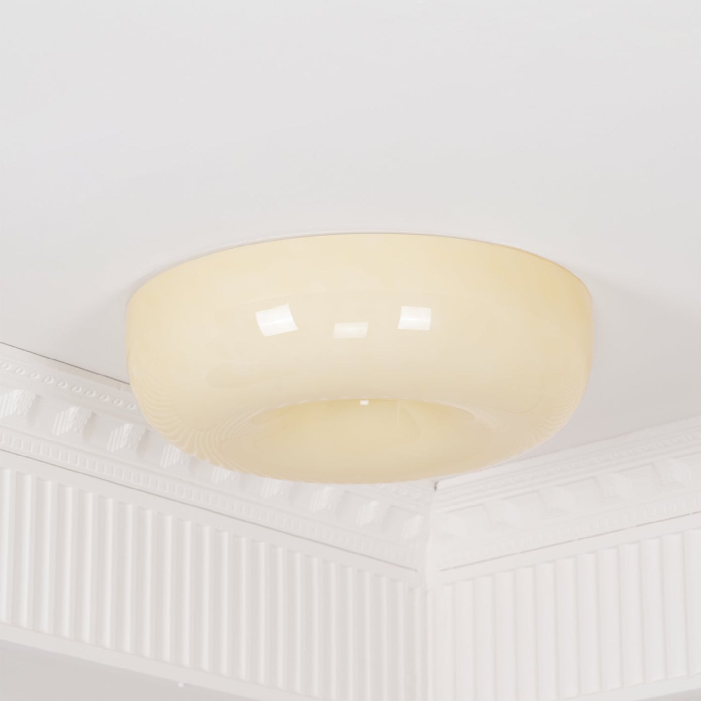 Soft White Glass Semi Flush Ceiling Light Fixture