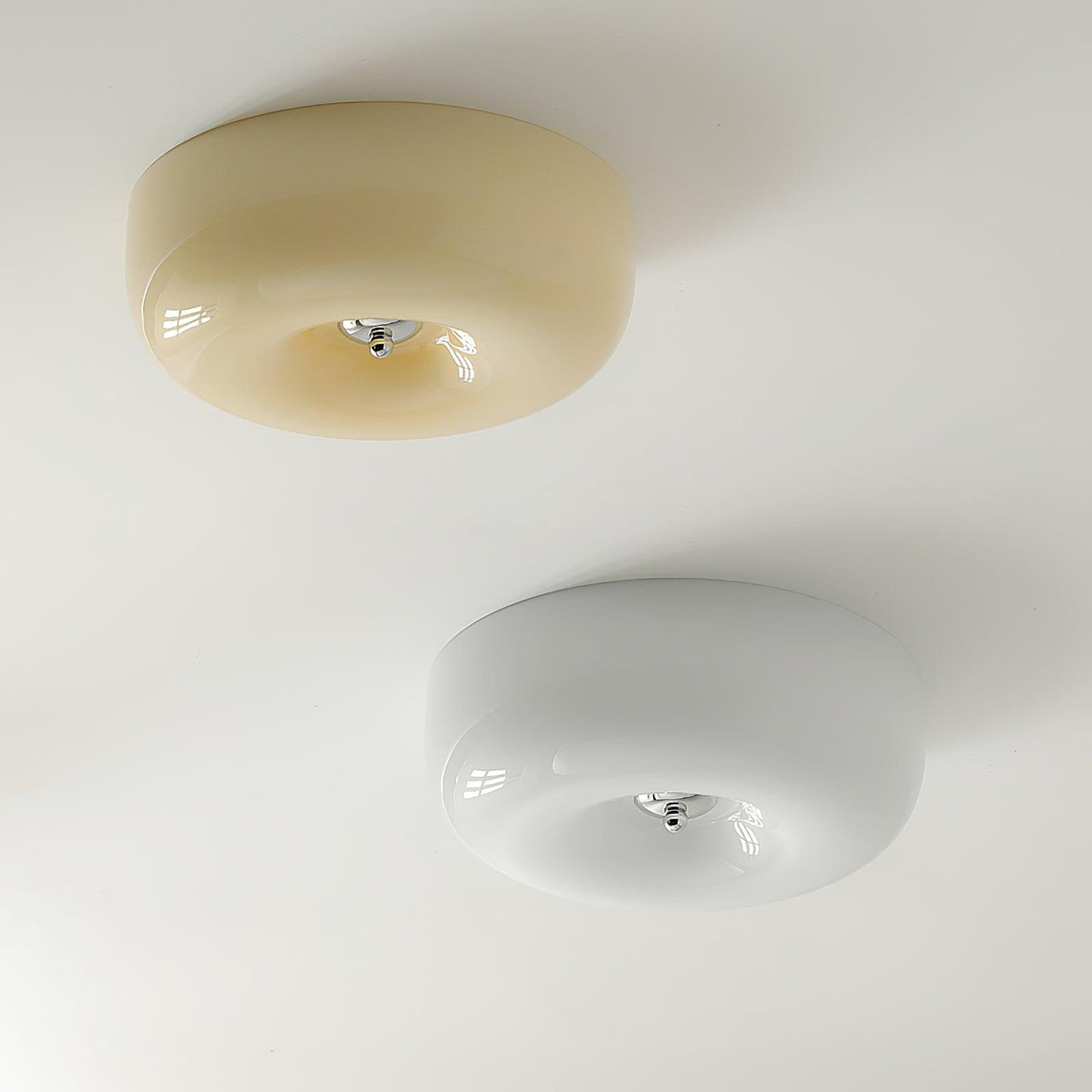 Soft White Glass Semi Flush Ceiling Light Fixture