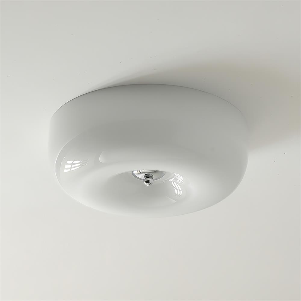 Soft White Glass Semi Flush Ceiling Light Fixture