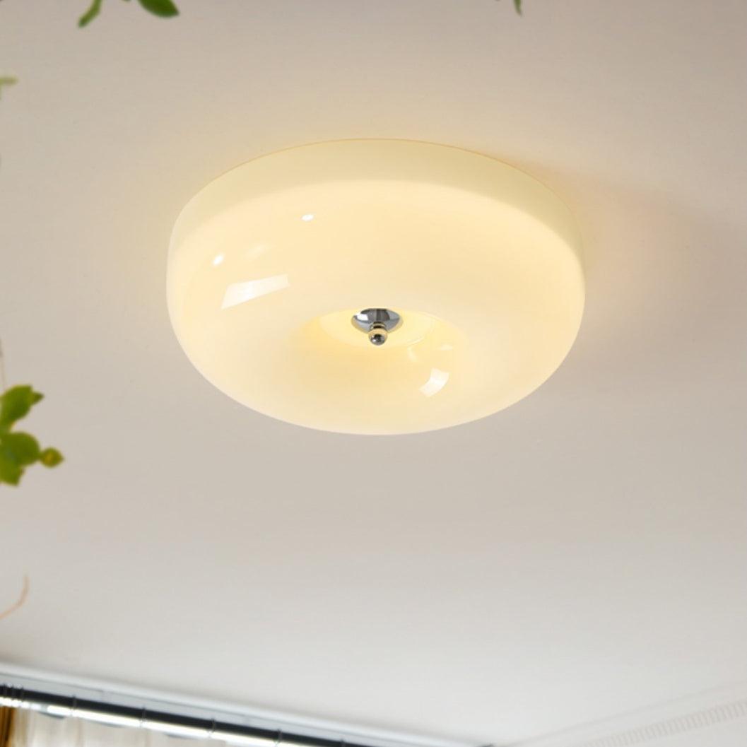 Soft White Glass Semi Flush Ceiling Light Fixture