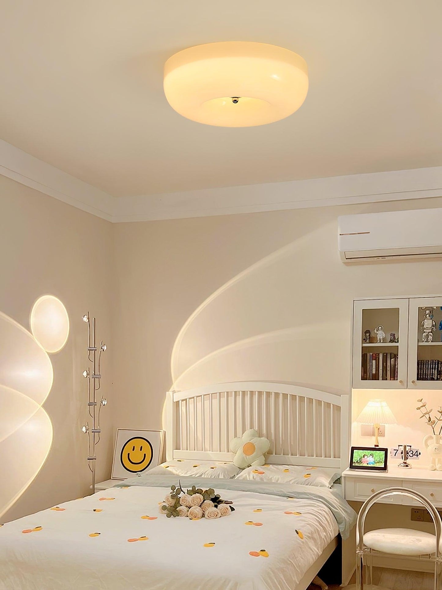 Soft White Glass Semi Flush Ceiling Light Fixture