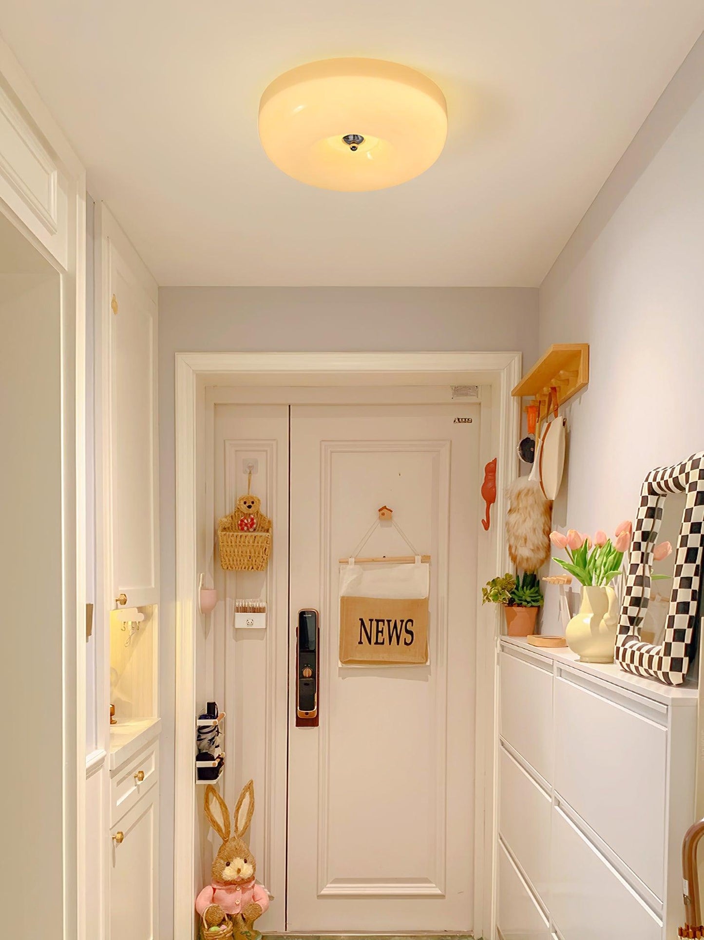 Soft White Glass Semi Flush Ceiling Light Fixture