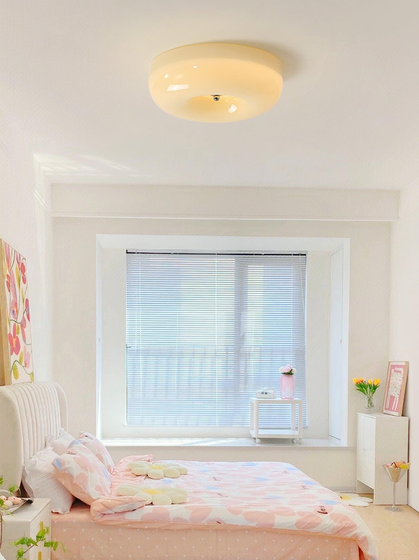 Soft White Glass Semi Flush Ceiling Light Fixture
