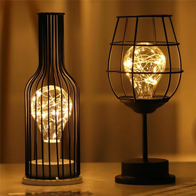 Warm LED Wine Glass Table Lamp Set
