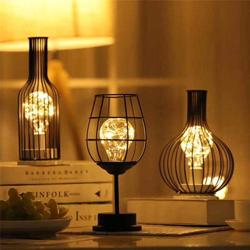 Warm LED Wine Glass Table Lamp Set - Fesara