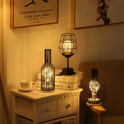 Warm LED Wine Glass Table Lamp Set