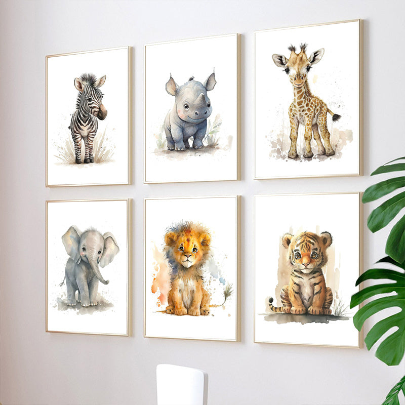 Fun Animal Wall Art Set of 8 Colorful Prints