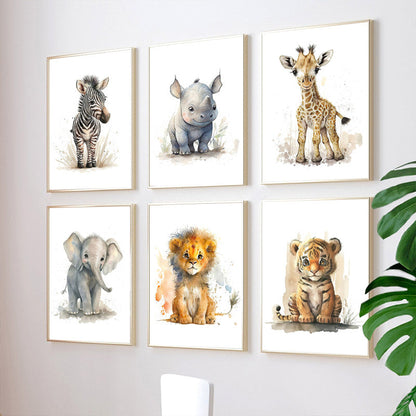 Fun Animal Wall Art Set of 8 Colorful Prints