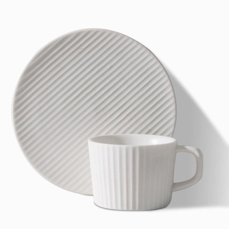 Classic Ceramic Coffee Mug Set in Gray and White