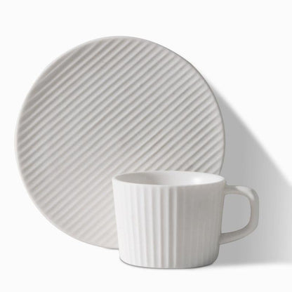 Classic Ceramic Coffee Mug Set in Gray and White