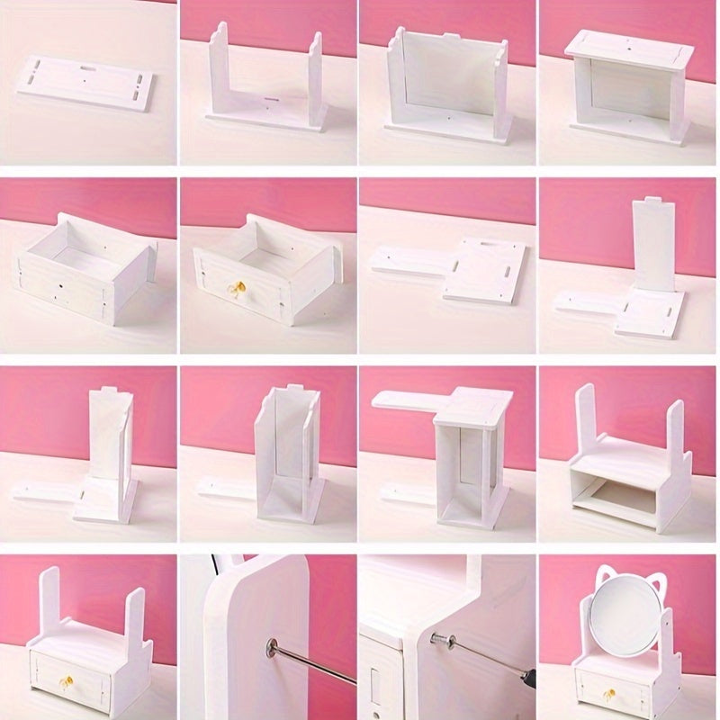 Cat Ear Beauty Mirror with Built-in Storage