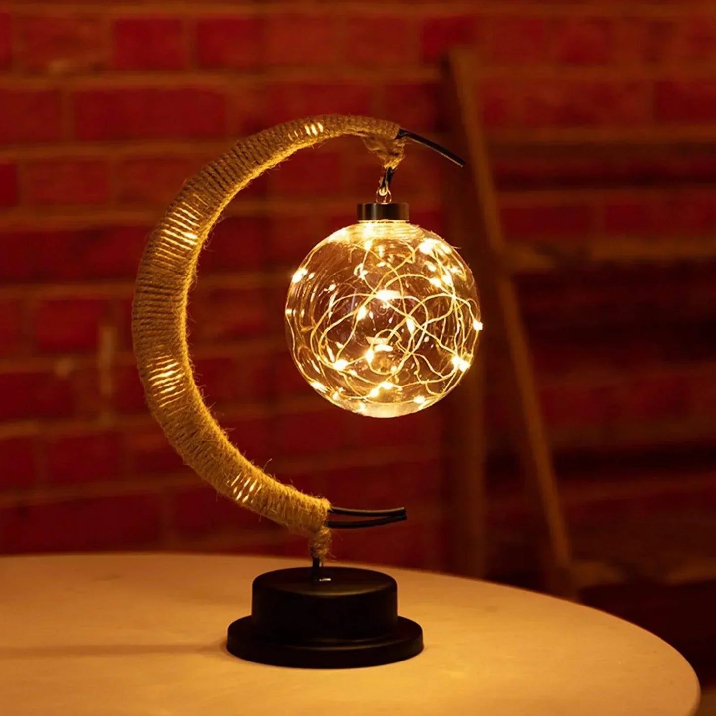 Natural Woven Rattan Table Lamp - Unique Boho Chic Light