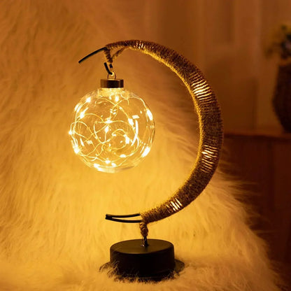 Natural Woven Rattan Table Lamp - Unique Boho Chic Light