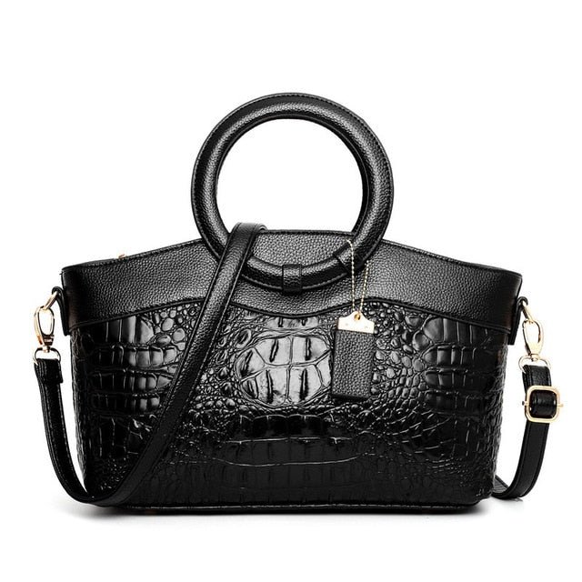 Crocodile Luxe | Elegant Vegan Leather Handbag with Versatile Design 9