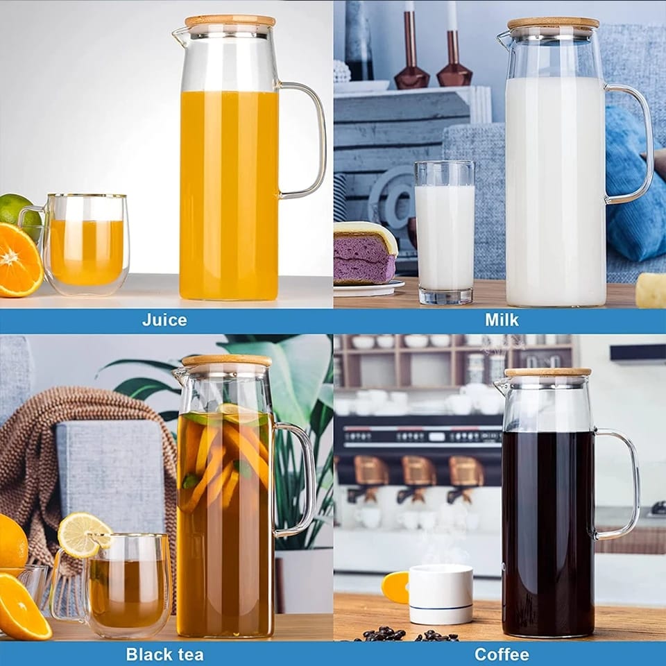 Clear Glass Jug with Wooden Lid - Fesara