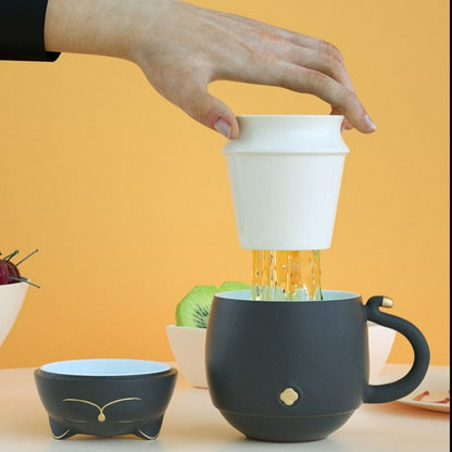 Adorable Kitty Ceramic Tea Infuser Cup