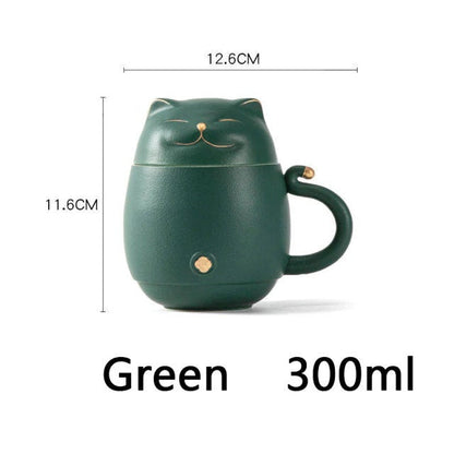 Adorable Kitty Ceramic Tea Infuser Cup