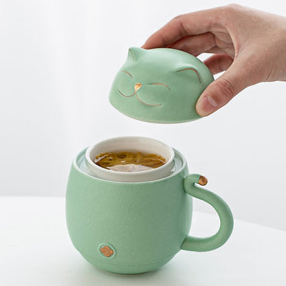 Adorable Kitty Ceramic Tea Infuser Cup
