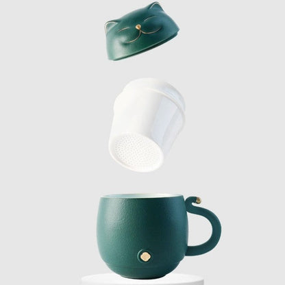 Adorable Kitty Ceramic Tea Infuser Cup