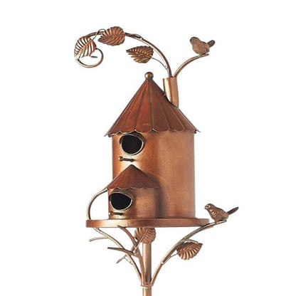 Rustic Metal Birdhouse Garden Stake