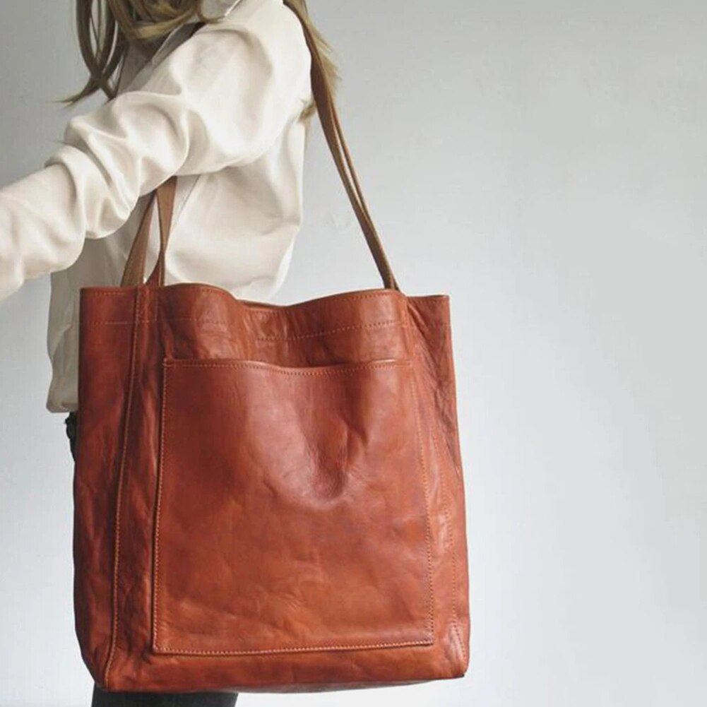 Classic Ladies Leather Tote Bag - Fesara