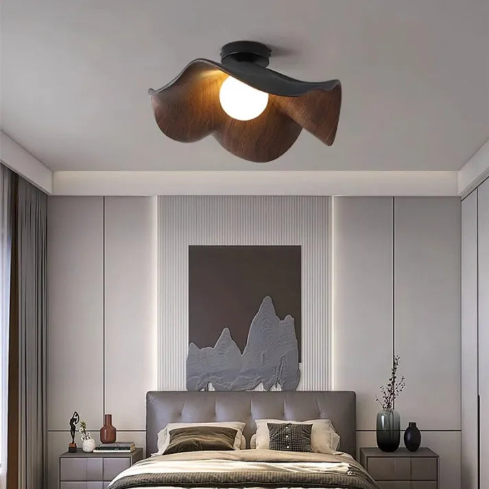 Natural Wood Floral Ceiling Light